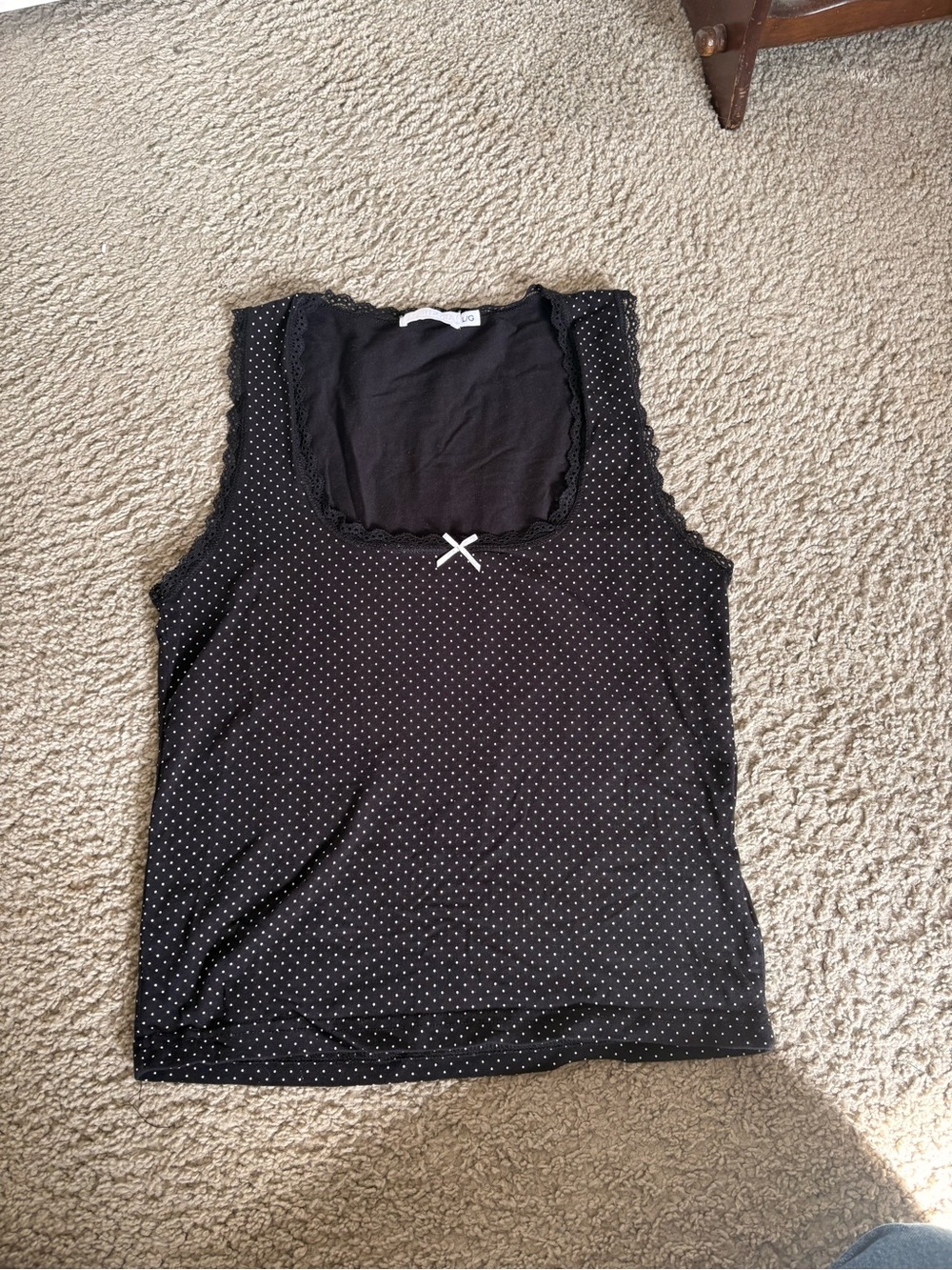 Harlow Black Polka Dot Lace-Trim Camisole